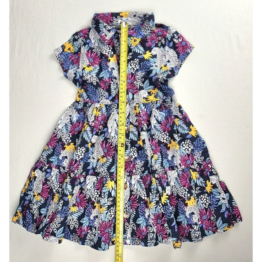 Girls Dress Size 4 Vince Camuto 100% Cotton Summer Bright Tropical Floral Tiered